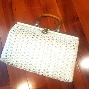 Vintage Purse Wicker and Bamboo